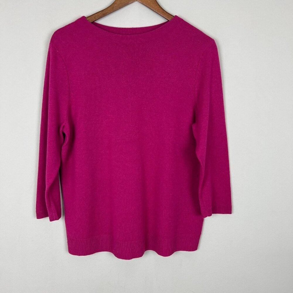 Talbots Pure Cashmere Sweater Womens XL Pink Knit Crew Neck 3/4‎ Sleeve Light